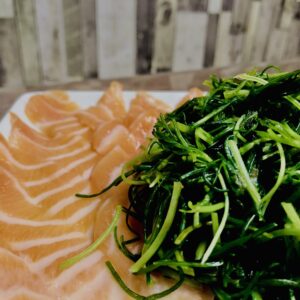 サーモン,鮭,ノルウェイサーモン,おかひじき,刺身,サラダ,
