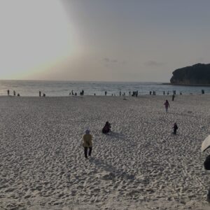南紀白浜,浜辺,ビーチ,海,夕方,夕日,空,