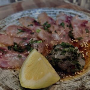 ハタ,刺身,薄造り,レモン,和食,