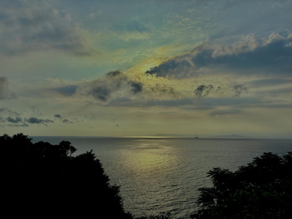 海,西伊豆,恋人岬,空,夕方,雲,