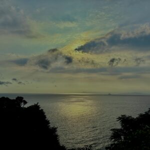 海,西伊豆,恋人岬,空,夕方,雲,