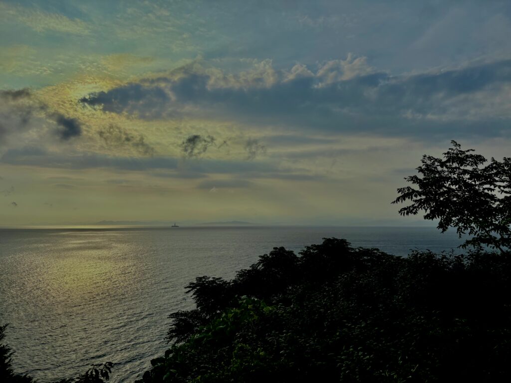 海,西伊豆,恋人岬,空,夕方,雲,